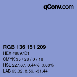 Color code: RGB 136 151 209 | qconv.com
