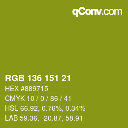 カラーコード: RGB 136 151 21 | qconv.com