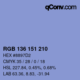 カラーコード: RGB 136 151 210 | qconv.com