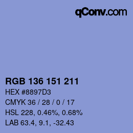 Color code: RGB 136 151 211 | qconv.com