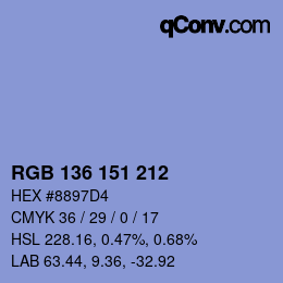 Color code: RGB 136 151 212 | qconv.com