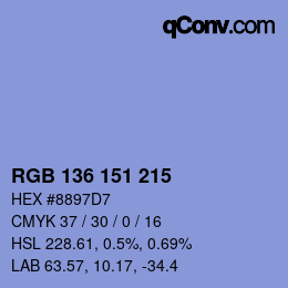 カラーコード: RGB 136 151 215 | qconv.com
