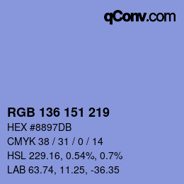 Color code: RGB 136 151 219 | qconv.com