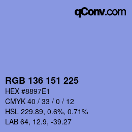 Color code: RGB 136 151 225 | qconv.com