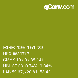 Color code: RGB 136 151 23 | qconv.com