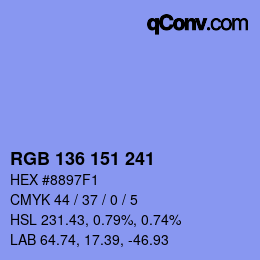 Color code: RGB 136 151 241 | qconv.com