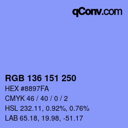 Color code: RGB 136 151 250 | qconv.com