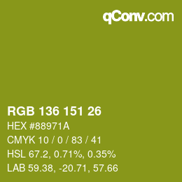 Color code: RGB 136 151 26 | qconv.com