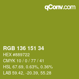 Color code: RGB 136 151 34 | qconv.com