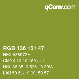 Color code: RGB 136 151 47 | qconv.com