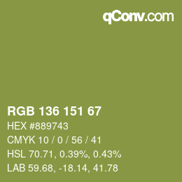 Farbcode: RGB 136 151 67 | qconv.com
