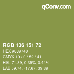 Farbcode: RGB 136 151 72 | qconv.com