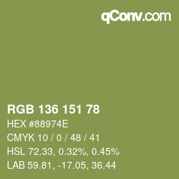 Color code: RGB 136 151 78 | qconv.com