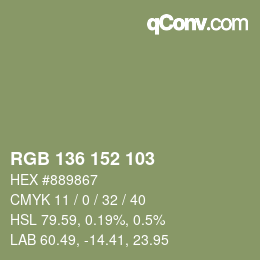 Farbcode: RGB 136 152 103 | qconv.com