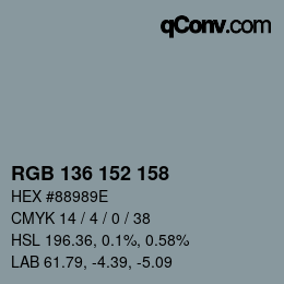 Color code: RGB 136 152 158 | qconv.com