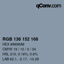 Color code: RGB 136 152 168 | qconv.com