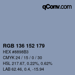 Color code: RGB 136 152 179 | qconv.com