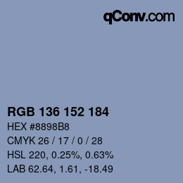 Color code: RGB 136 152 184 | qconv.com