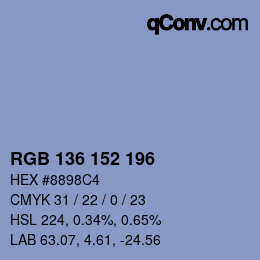 Color code: RGB 136 152 196 | qconv.com