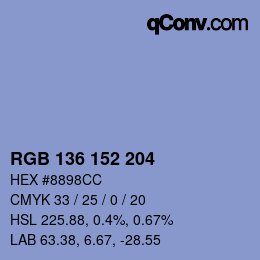 Color code: RGB 136 152 204 | qconv.com