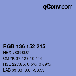 Color code: RGB 136 152 215 | qconv.com
