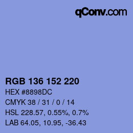 Color code: RGB 136 152 220 | qconv.com