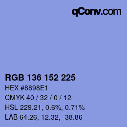 Color code: RGB 136 152 225 | qconv.com