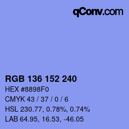Color code: RGB 136 152 240 | qconv.com