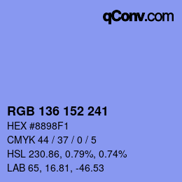 Color code: RGB 136 152 241 | qconv.com