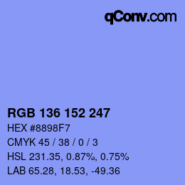 Color code: RGB 136 152 247 | qconv.com