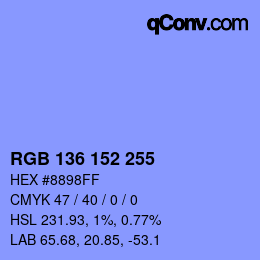 Color code: RGB 136 152 255 | qconv.com