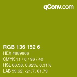 カラーコード: RGB 136 152 6 | qconv.com