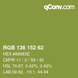 Color code: RGB 136 152 62 | qconv.com