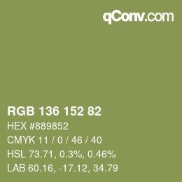 Color code: RGB 136 152 82 | qconv.com