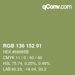 カラーコード: RGB 136 152 91 | qconv.com