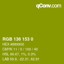 Color code: RGB 136 153 0 | qconv.com