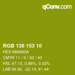 Color code: RGB 136 153 10 | qconv.com