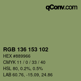 Color code: RGB 136 153 102 | qconv.com