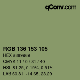 Color code: RGB 136 153 105 | qconv.com