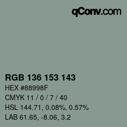 Color code: RGB 136 153 143 | qconv.com