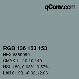 Color code: RGB 136 153 153 | qconv.com