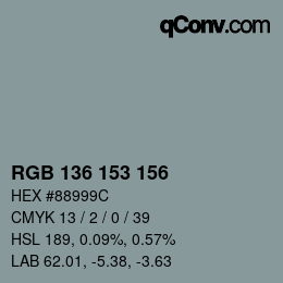 Color code: RGB 136 153 156 | qconv.com