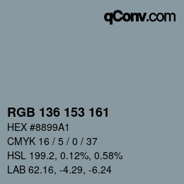 Color code: RGB 136 153 161 | qconv.com