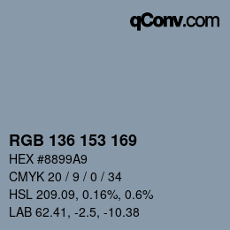 Color code: RGB 136 153 169 | qconv.com