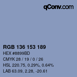 Color code: RGB 136 153 189 | qconv.com