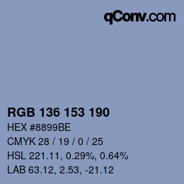 Color code: RGB 136 153 190 | qconv.com