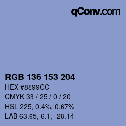 Color code: RGB 136 153 204 | qconv.com