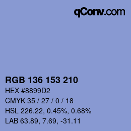 Color code: RGB 136 153 210 | qconv.com