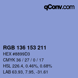 Color code: RGB 136 153 211 | qconv.com