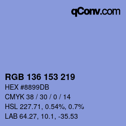 Color code: RGB 136 153 219 | qconv.com